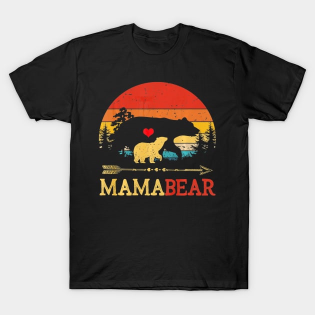 Mama Bear Tshirt Funny Vintage Sunset Shirt Gift T-Shirt by schaefersialice